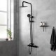 8 inch Round Matt Black Twin Shower Set With Sliding Rail Diverter Mixer Tap Bottom Water Inlet